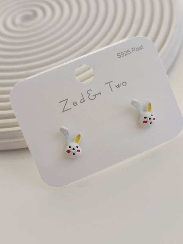 گوشواره میخی Zed & Two مدل Bunny طرح خرگوش فانتزی رنگی