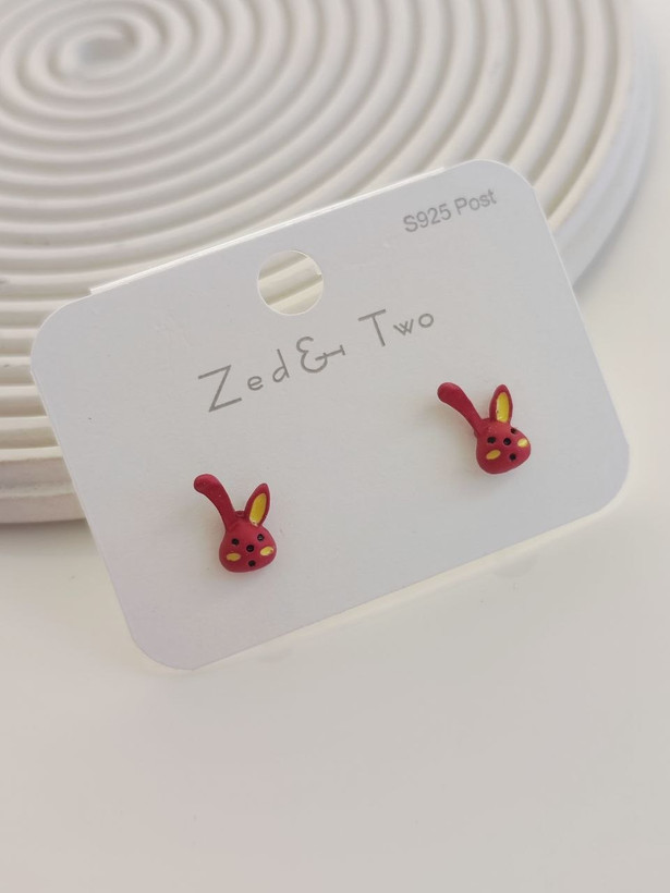 گوشواره میخی Zed & Two مدل Bunny طرح خرگوش فانتزی رنگی