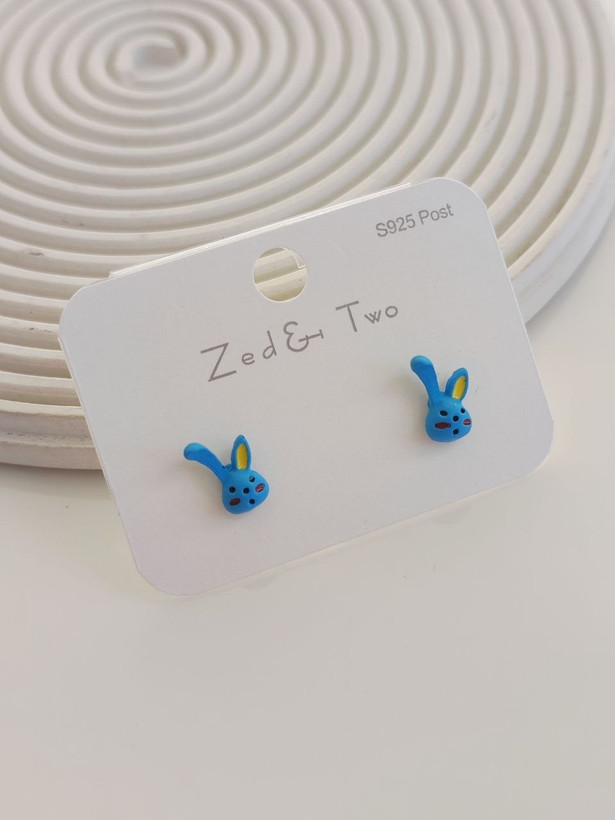گوشواره میخی Zed & Two مدل Bunny طرح خرگوش فانتزی رنگی