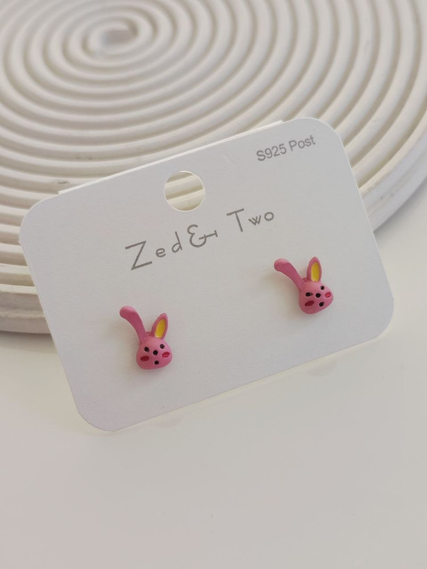گوشواره میخی Zed & Two مدل Bunny طرح خرگوش فانتزی رنگی