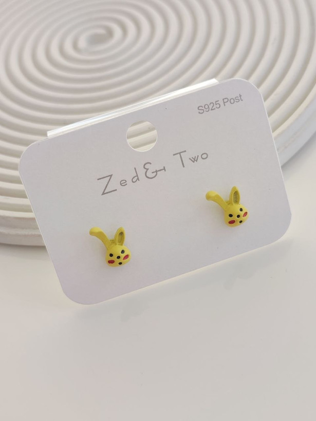 گوشواره میخی Zed & Two مدل Bunny طرح خرگوش فانتزی رنگی