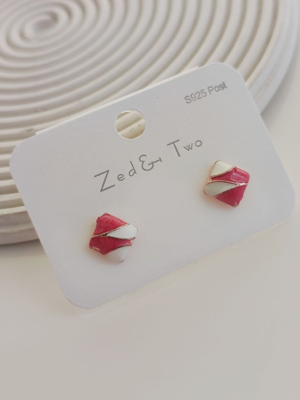گوشواره میخی Zed & Two مدل Diamond هندسی مربع کریستالی مینیمال