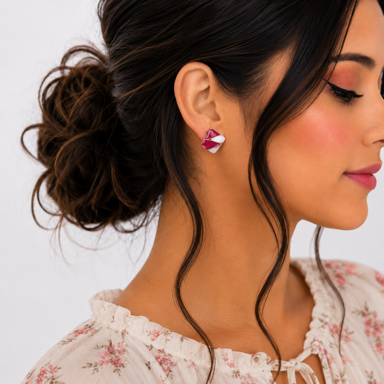 گوشواره میخی Zed & Two مدل Diamond هندسی مربع کریستالی مینیمال