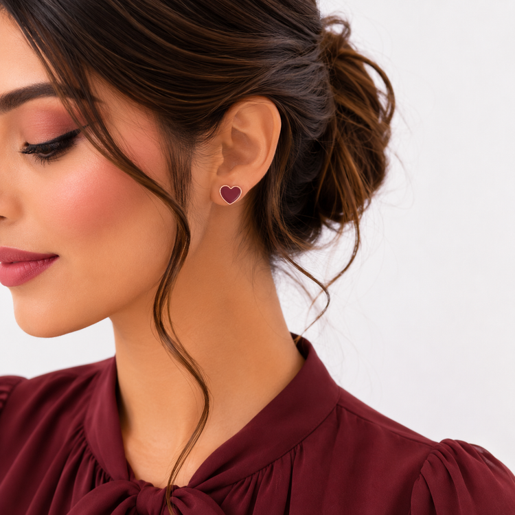 گوشواره میخی Zed & Two مدل Heart طرح قلب مینیمال رنگی