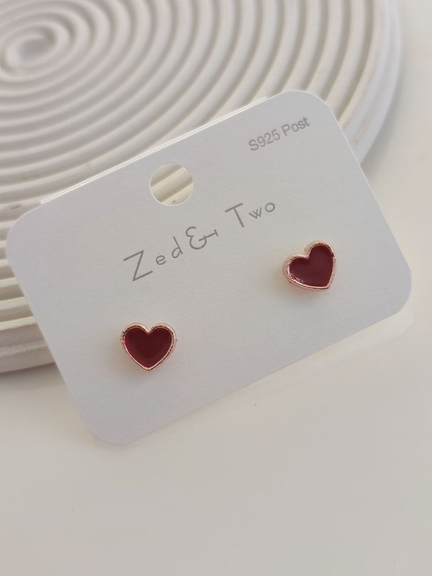 گوشواره میخی Zed & Two مدل Heart طرح قلب مینیمال رنگی