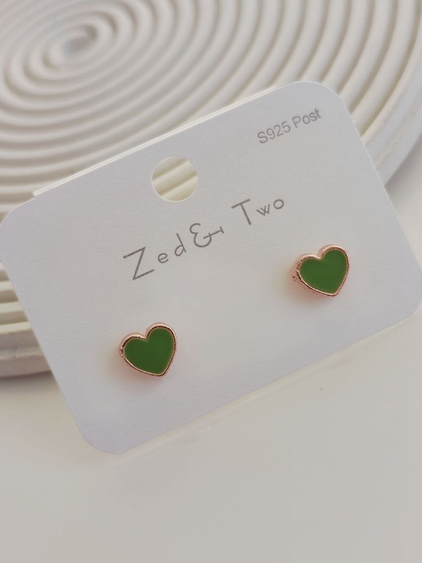 گوشواره میخی Zed & Two مدل Heart طرح قلب مینیمال رنگی