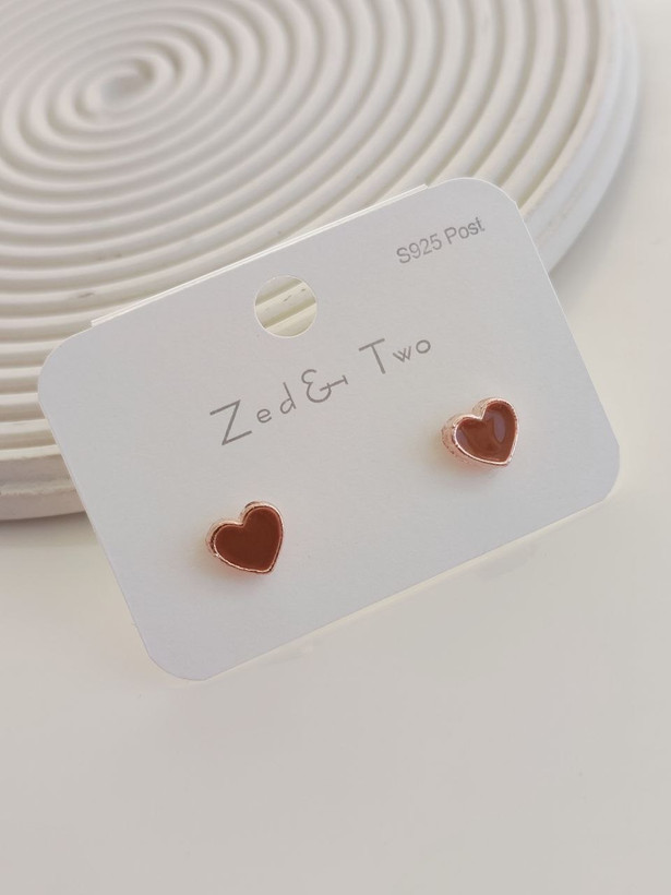 گوشواره میخی Zed & Two مدل Heart طرح قلب مینیمال رنگی