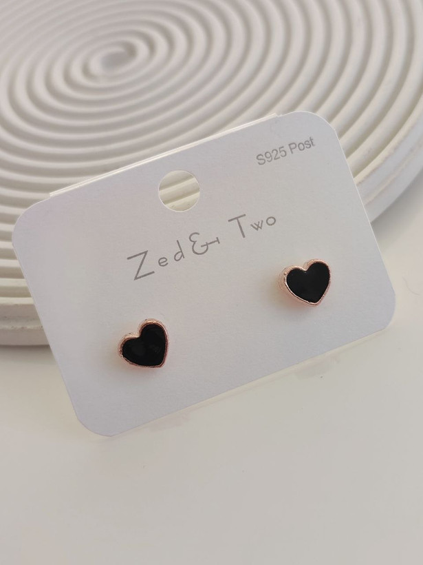 گوشواره میخی Zed & Two مدل Heart طرح قلب مینیمال رنگی