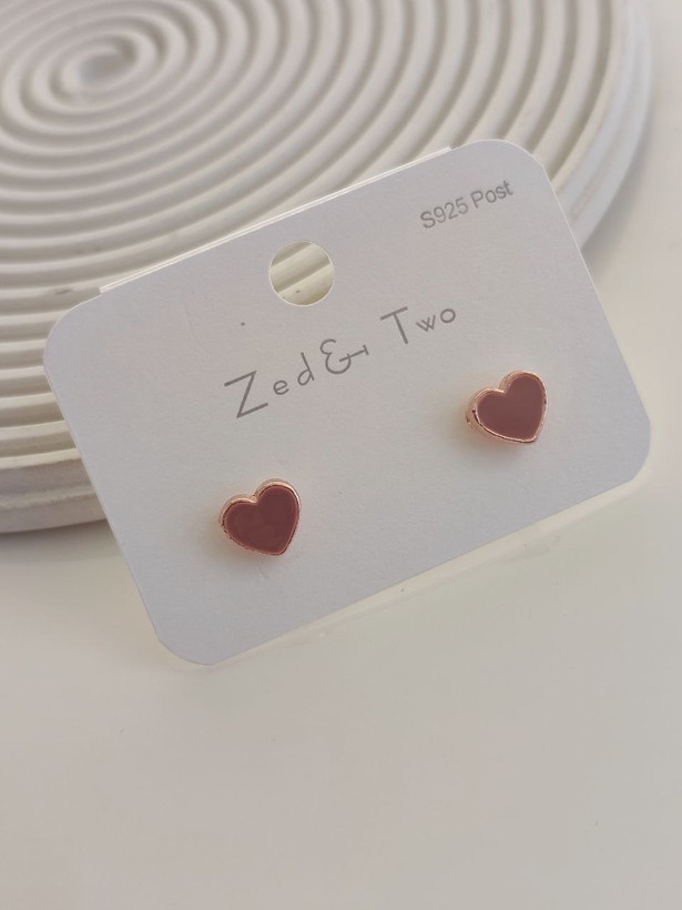 گوشواره میخی Zed & Two مدل Heart طرح قلب مینیمال رنگی