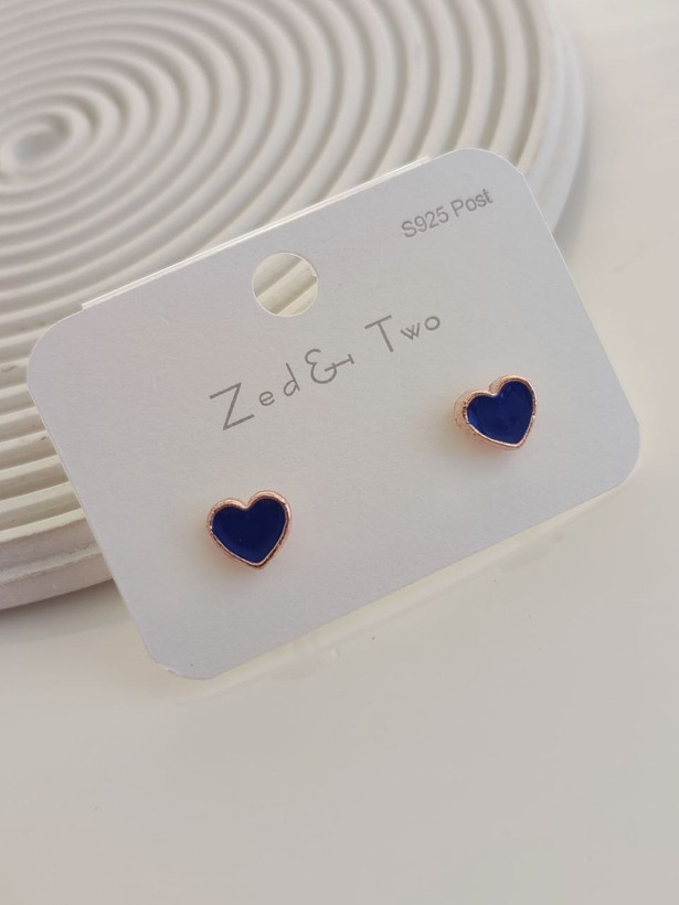 گوشواره میخی Zed & Two مدل Heart طرح قلب مینیمال رنگی