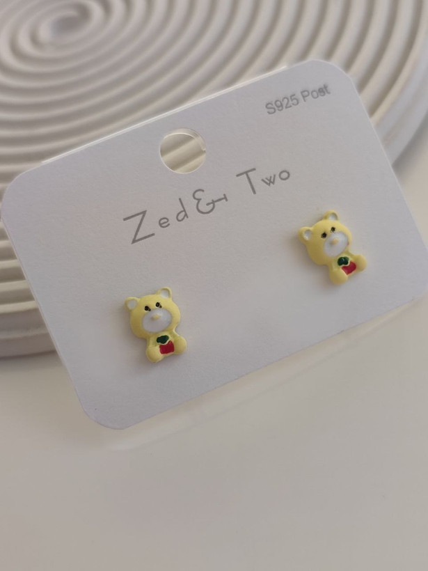 گوشواره میخی Zed & Two مدل Bear خرس کارتونی فانتزی