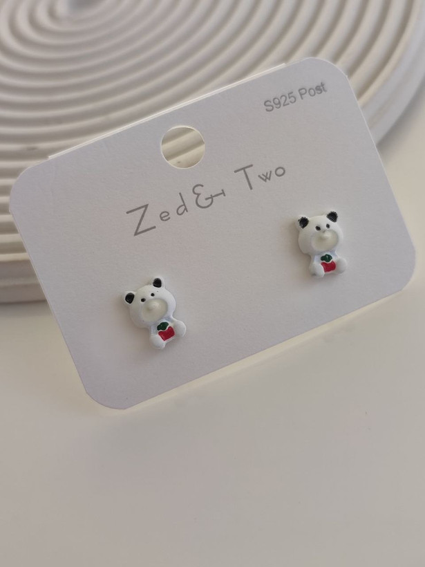 گوشواره میخی Zed & Two مدل Bear خرس کارتونی فانتزی