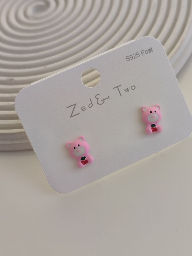 گوشواره میخی Zed & Two مدل Bear خرس کارتونی فانتزی
