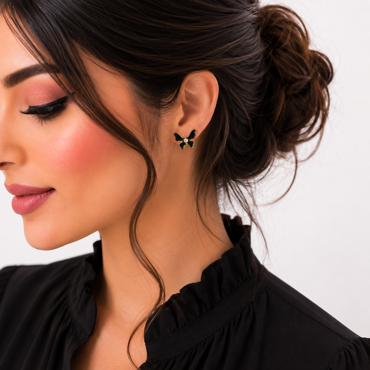 گوشواره میخی Zed & Two مدل پروانه نگیندار فانتزی