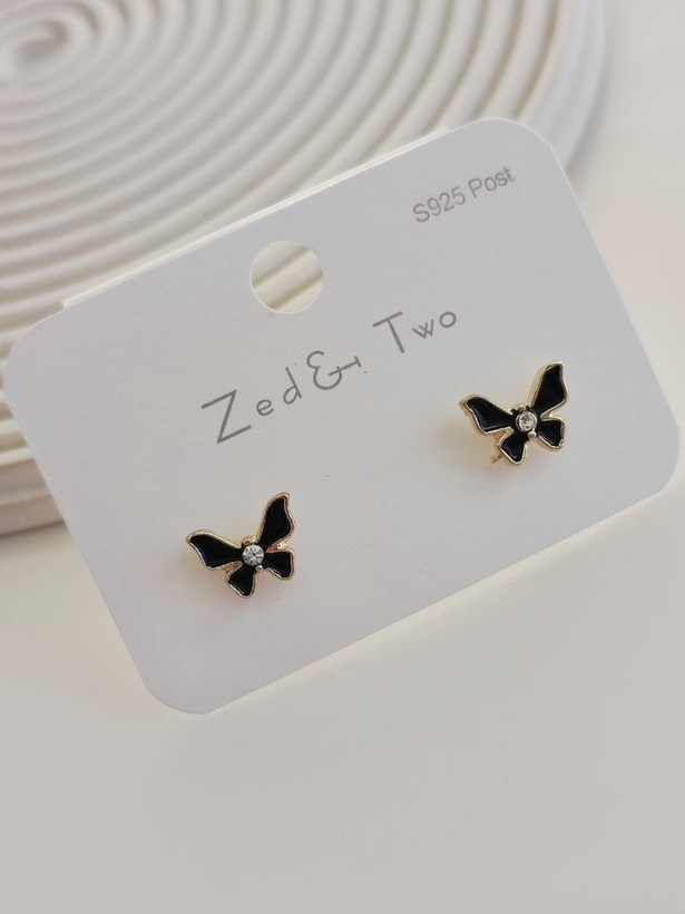 گوشواره میخی Zed & Two مدل پروانه نگیندار فانتزی