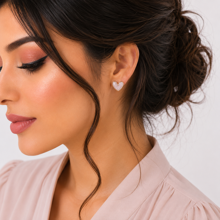 گوشواره میخی Zed & Two مدل Heart Enamel قلب مینیمال رنگی