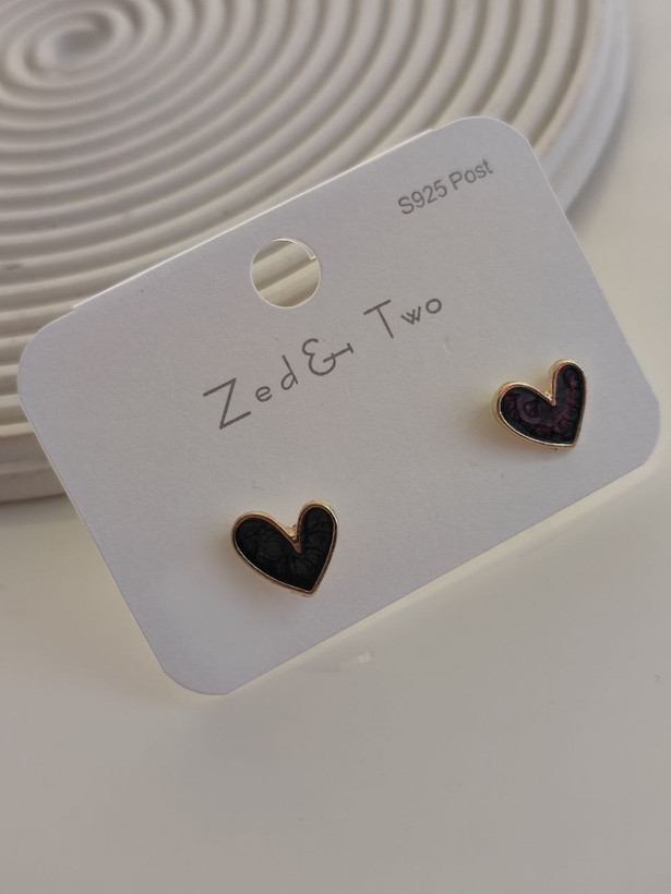 گوشواره میخی Zed & Two مدل Heart Enamel قلب مینیمال رنگی
