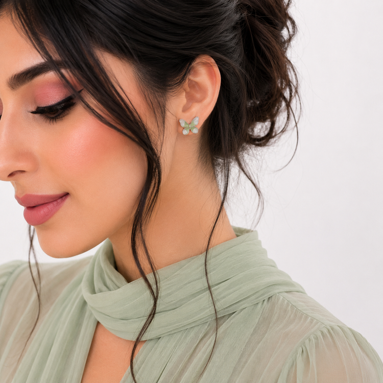 گوشواره میخی Zed & Two مدل Butterfly Enamel پروانهای مینیمال رنگی