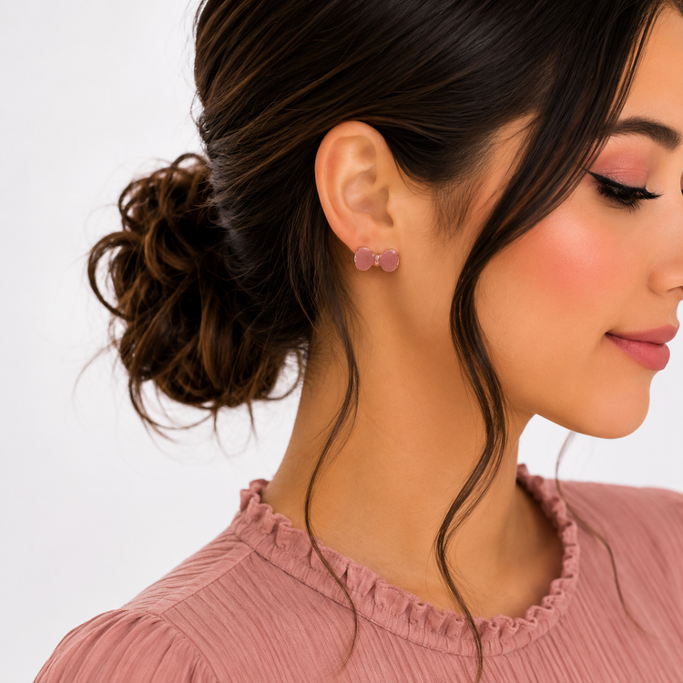 گوشواره میخی Zed & Two مدل Bow Pearl پاپیونی مرواریدی مینیمال