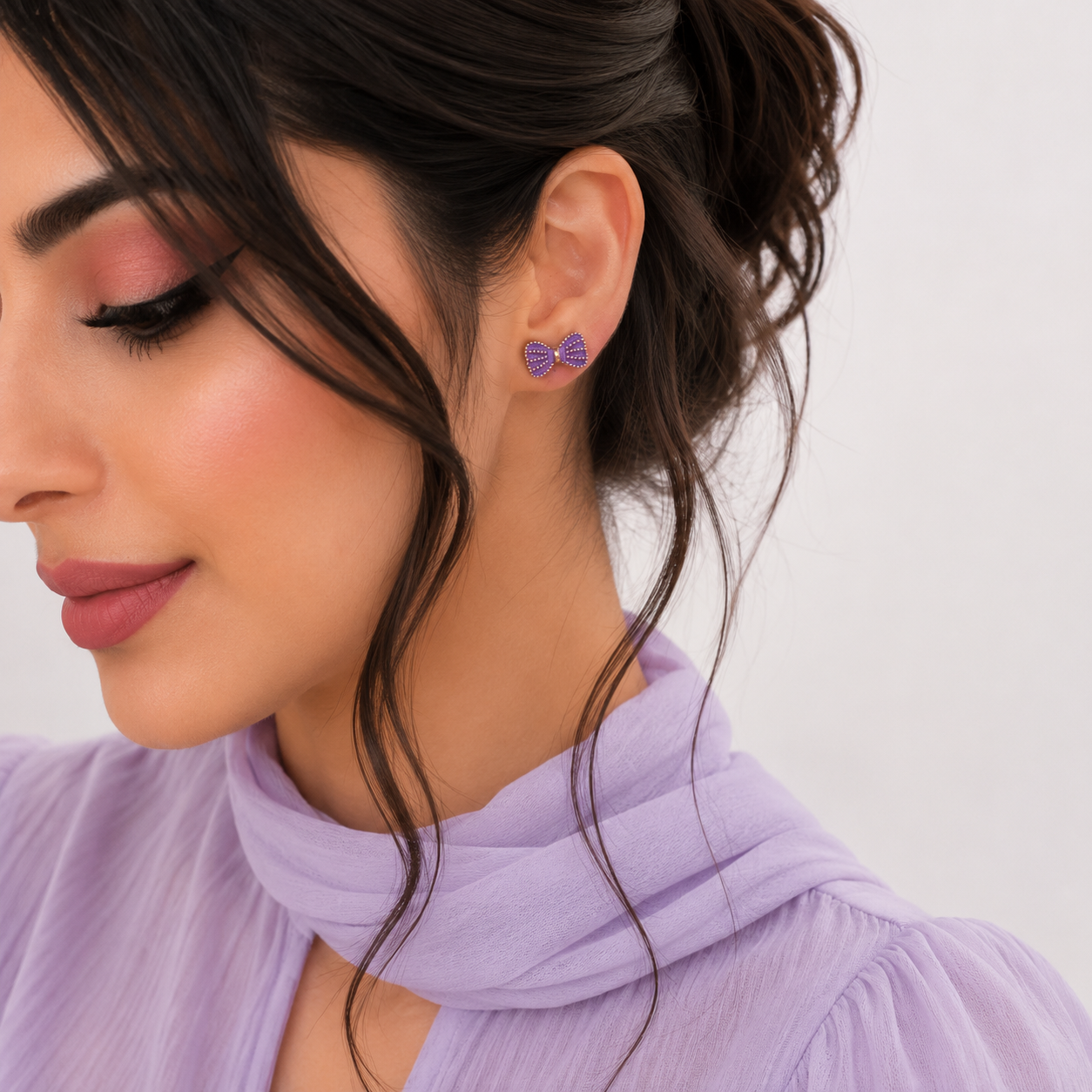 گوشواره میخی Zed & Two مدل Bow Pearl پاپیونی مرواریدی مینیمال